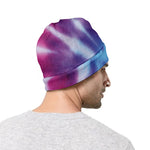 Blue And Purple Spiral Tie Dye Print Beanie