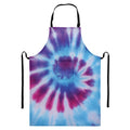 Blue And Purple Spiral Tie Dye Print Bib Apron With Pocket