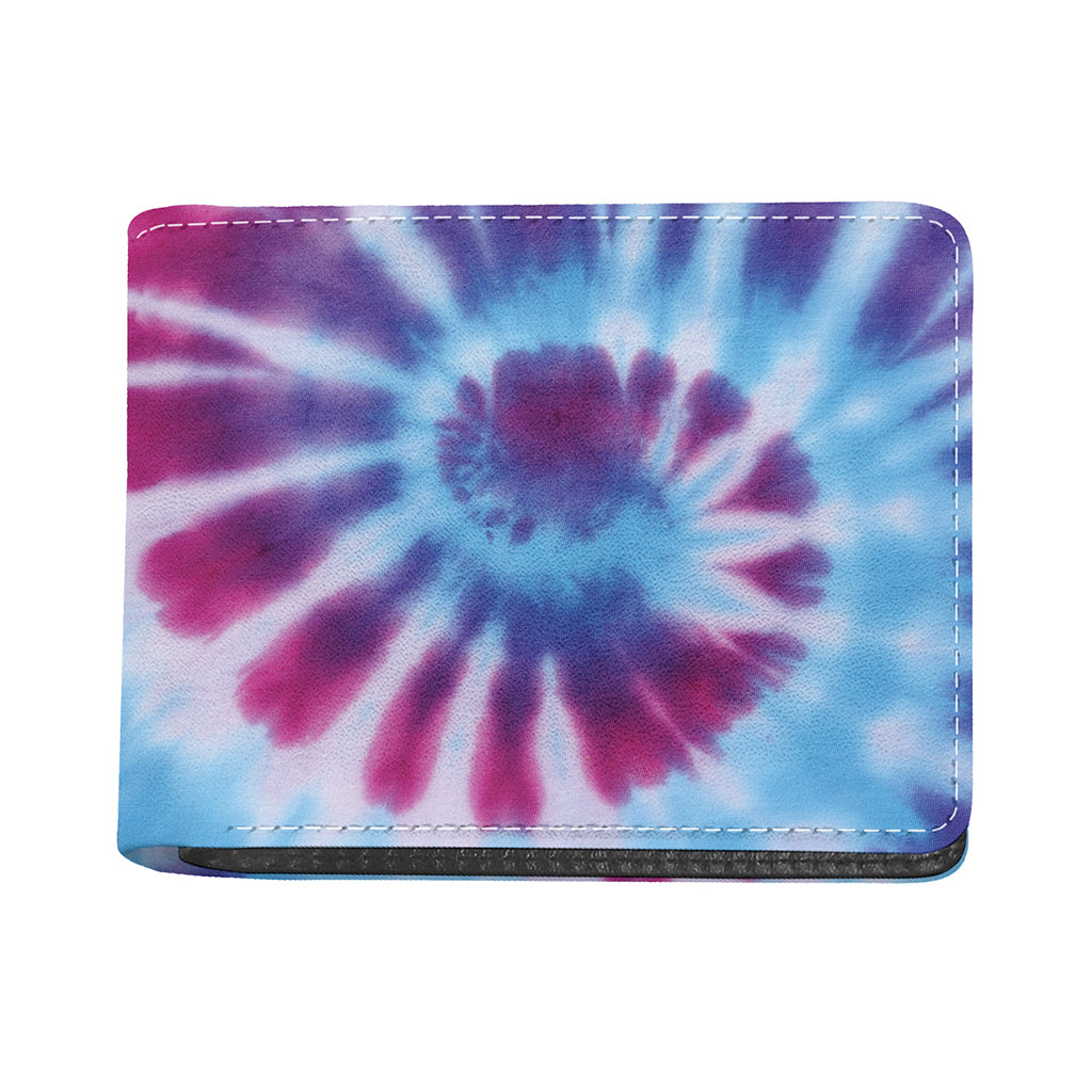 Blue And Purple Spiral Tie Dye Print Bifold Wallet