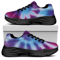 Blue And Purple Spiral Tie Dye Print Black Chunky Shoes
