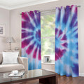 Blue And Purple Spiral Tie Dye Print Dimout Grommet Curtains