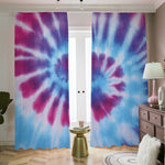 Blue And Purple Spiral Tie Dye Print Blackout Pencil Pleat Curtains