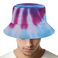 Blue And Purple Spiral Tie Dye Print Bucket Hat