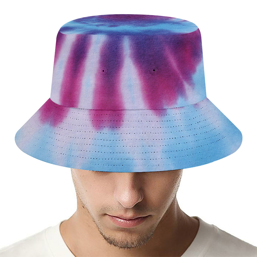 Blue And Purple Spiral Tie Dye Print Bucket Hat