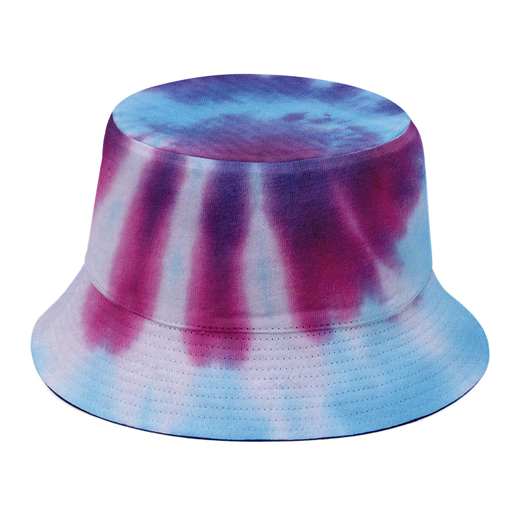 Blue And Purple Spiral Tie Dye Print Bucket Hat
