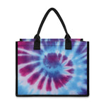 Blue And Purple Spiral Tie Dye Print Canvas Tote Bag