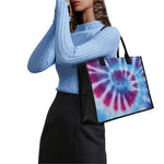 Blue And Purple Spiral Tie Dye Print Canvas Tote Bag