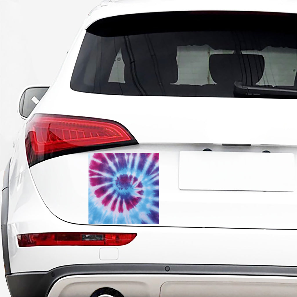 Blue And Purple Spiral Tie Dye Print Car Sticker