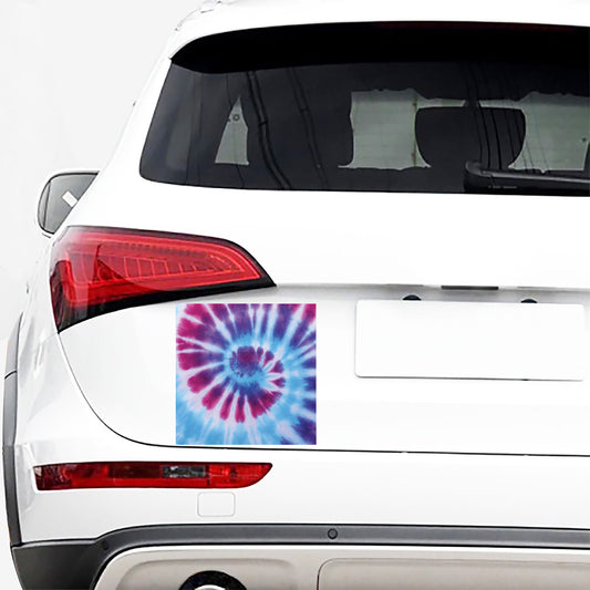 Blue And Purple Spiral Tie Dye Print Car Sticker