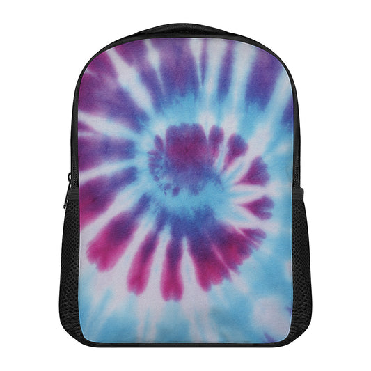 Blue And Purple Spiral Tie Dye Print Casual Backpack