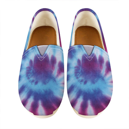 Blue And Purple Spiral Tie Dye Print Casual Shoes