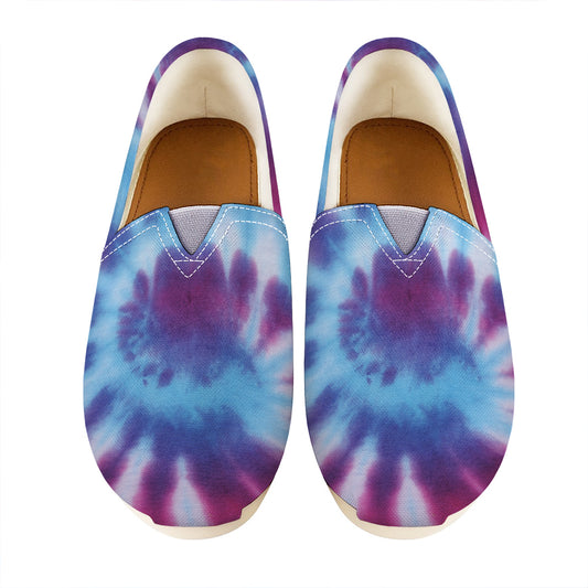 Blue And Purple Spiral Tie Dye Print Casual Shoes