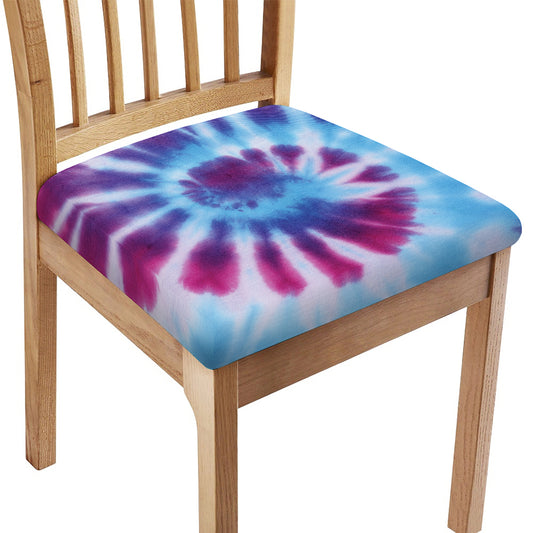 Blue And Purple Spiral Tie Dye Print Chair Cushion Cover