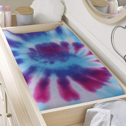 Blue And Purple Spiral Tie Dye Print Changing Pad Cover