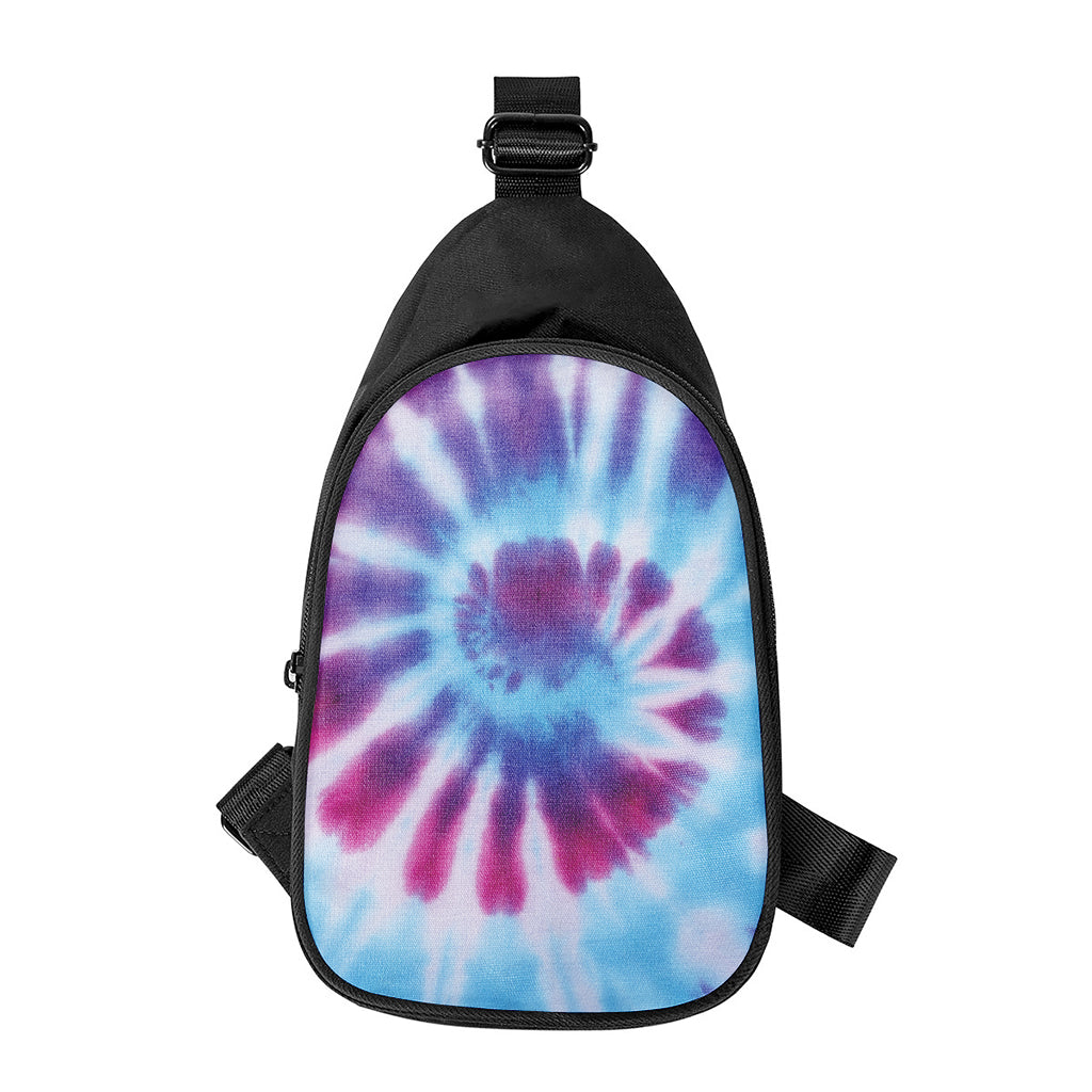 Blue And Purple Spiral Tie Dye Print Chest Bag