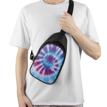 Blue And Purple Spiral Tie Dye Print Chest Bag