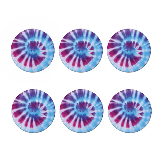Blue And Purple Spiral Tie Dye Print Coaster Set