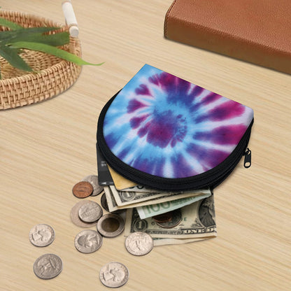 Blue And Purple Spiral Tie Dye Print Coin Purse