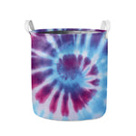 Blue And Purple Spiral Tie Dye Print Collapsible Laundry Basket