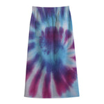 Blue And Purple Spiral Tie Dye Print Cotton Front Slit Maxi Skirt
