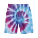 Blue And Purple Spiral Tie Dye Print Cotton Shorts