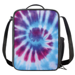 Blue And Purple Spiral Tie Dye Print Crossbody Lunch Bag
