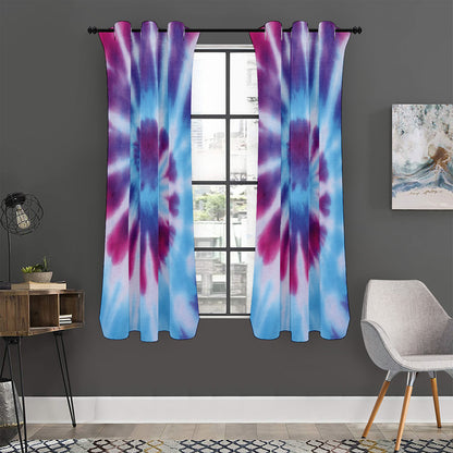Blue And Purple Spiral Tie Dye Print Curtain
