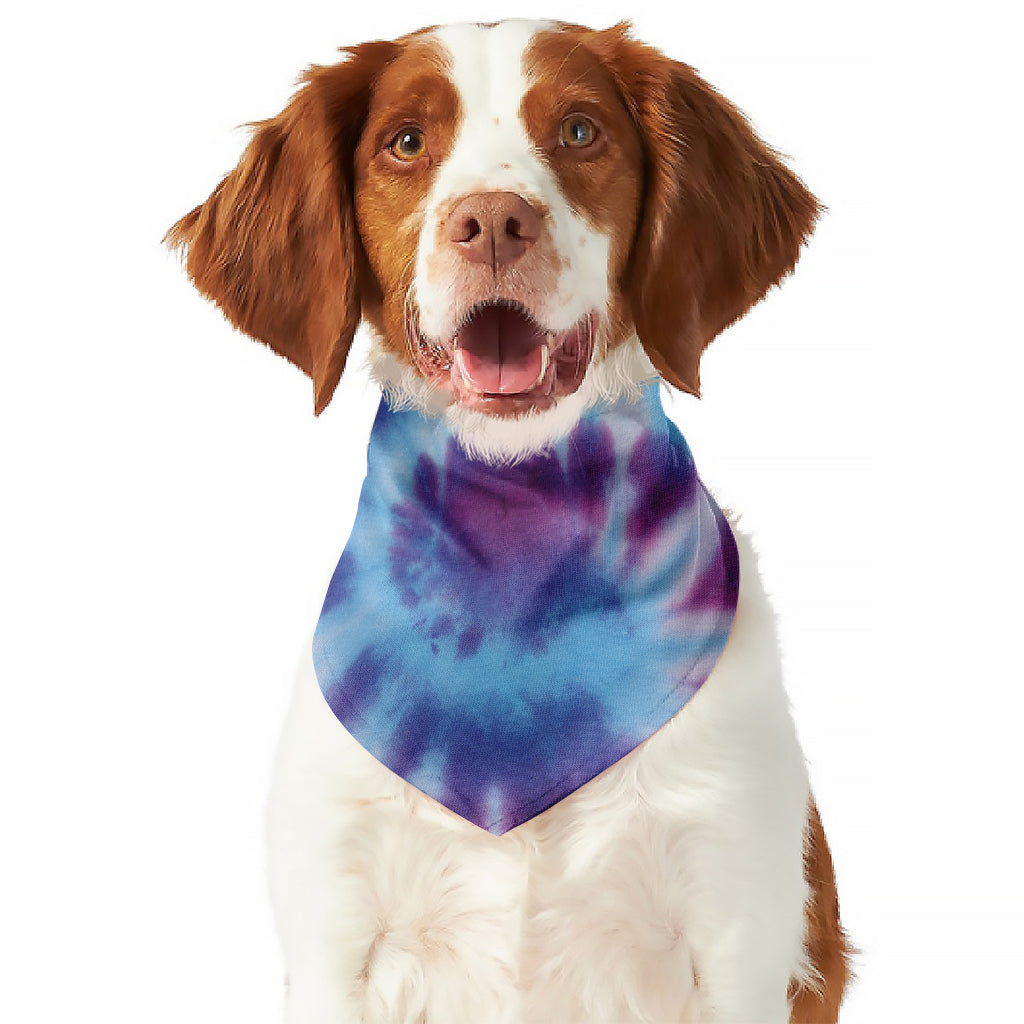 Blue And Purple Spiral Tie Dye Print Dog Bandana