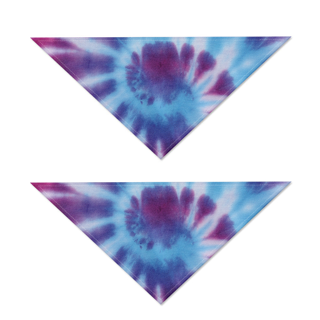 Blue And Purple Spiral Tie Dye Print Dog Bandana