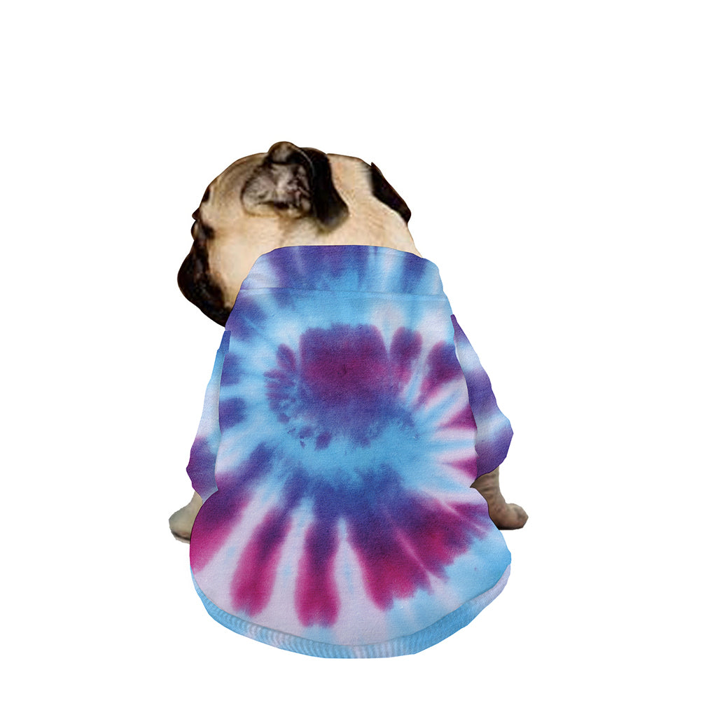 Blue And Purple Spiral Tie Dye Print Dog Zip Up Jacket