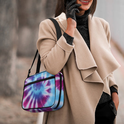 Blue And Purple Spiral Tie Dye Print Double Strap Bible Bag