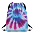 Blue And Purple Spiral Tie Dye Print Drawstring Backpack