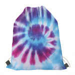 Blue And Purple Spiral Tie Dye Print Drawstring Bag