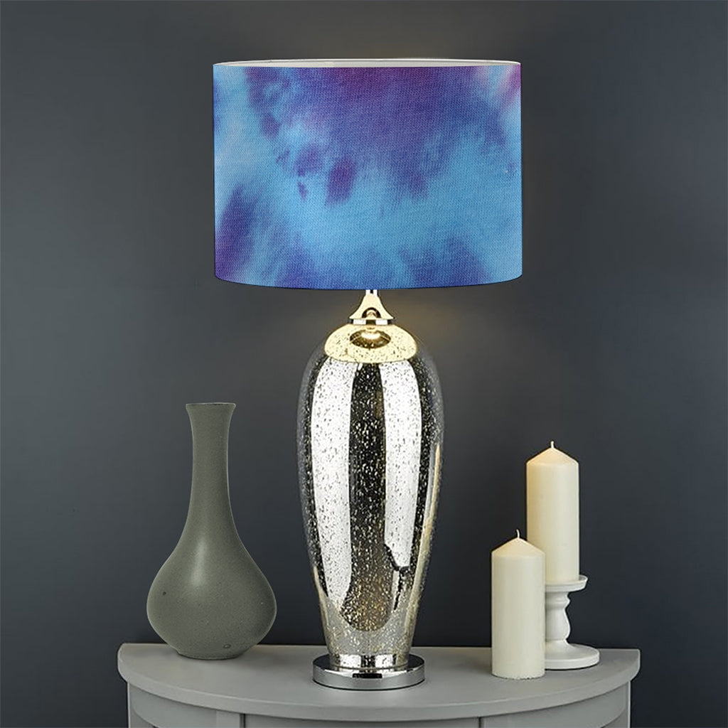 Blue And Purple Spiral Tie Dye Print Drum Lamp Shade