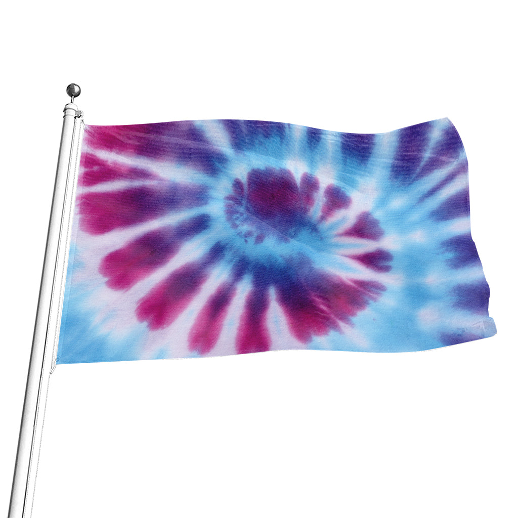 Blue And Purple Spiral Tie Dye Print Flag