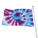 Blue And Purple Spiral Tie Dye Print Flag