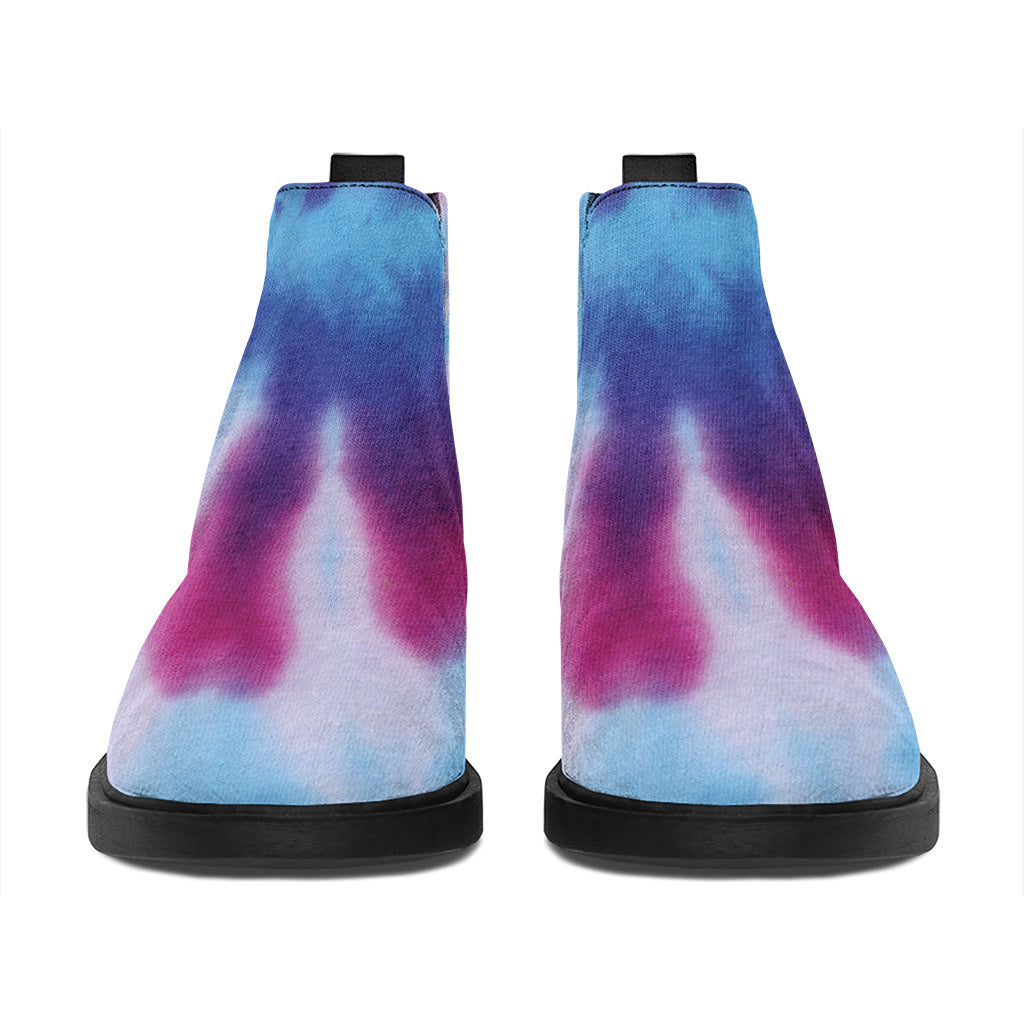 Blue And Purple Spiral Tie Dye Print Flat Ankle Boots