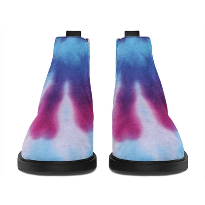 Blue And Purple Spiral Tie Dye Print Flat Ankle Boots