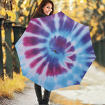 Blue And Purple Spiral Tie Dye Print Foldable Umbrella