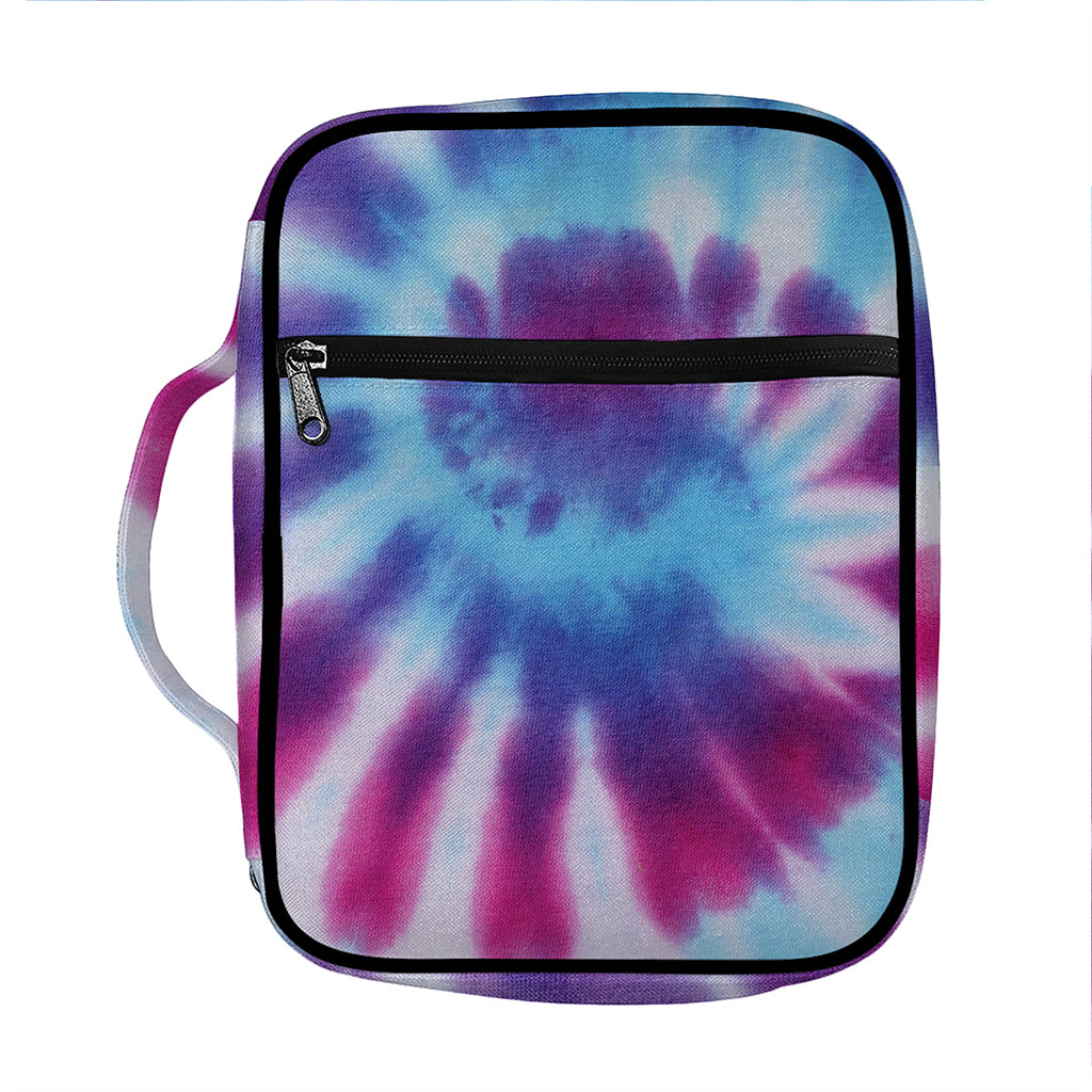 Blue And Purple Spiral Tie Dye Print Front Pocket Bible Bag