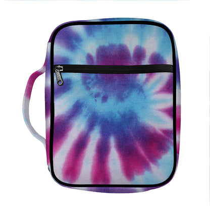 Blue And Purple Spiral Tie Dye Print Front Pocket Bible Bag