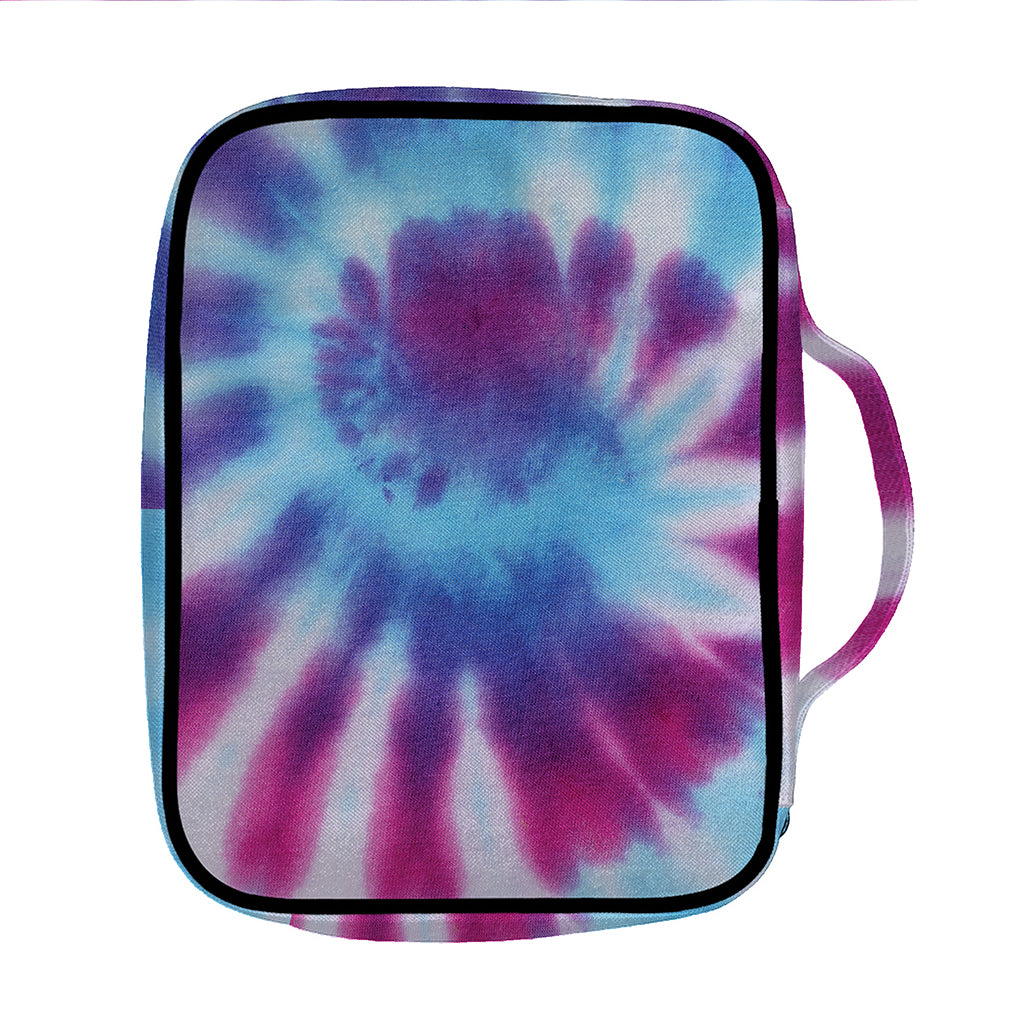 Blue And Purple Spiral Tie Dye Print Front Pocket Bible Bag