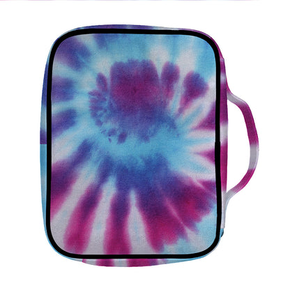 Blue And Purple Spiral Tie Dye Print Front Pocket Bible Bag