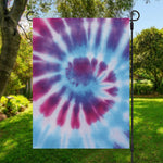 Blue And Purple Spiral Tie Dye Print Garden Flag