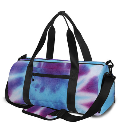 Blue And Purple Spiral Tie Dye Print Gym Bag