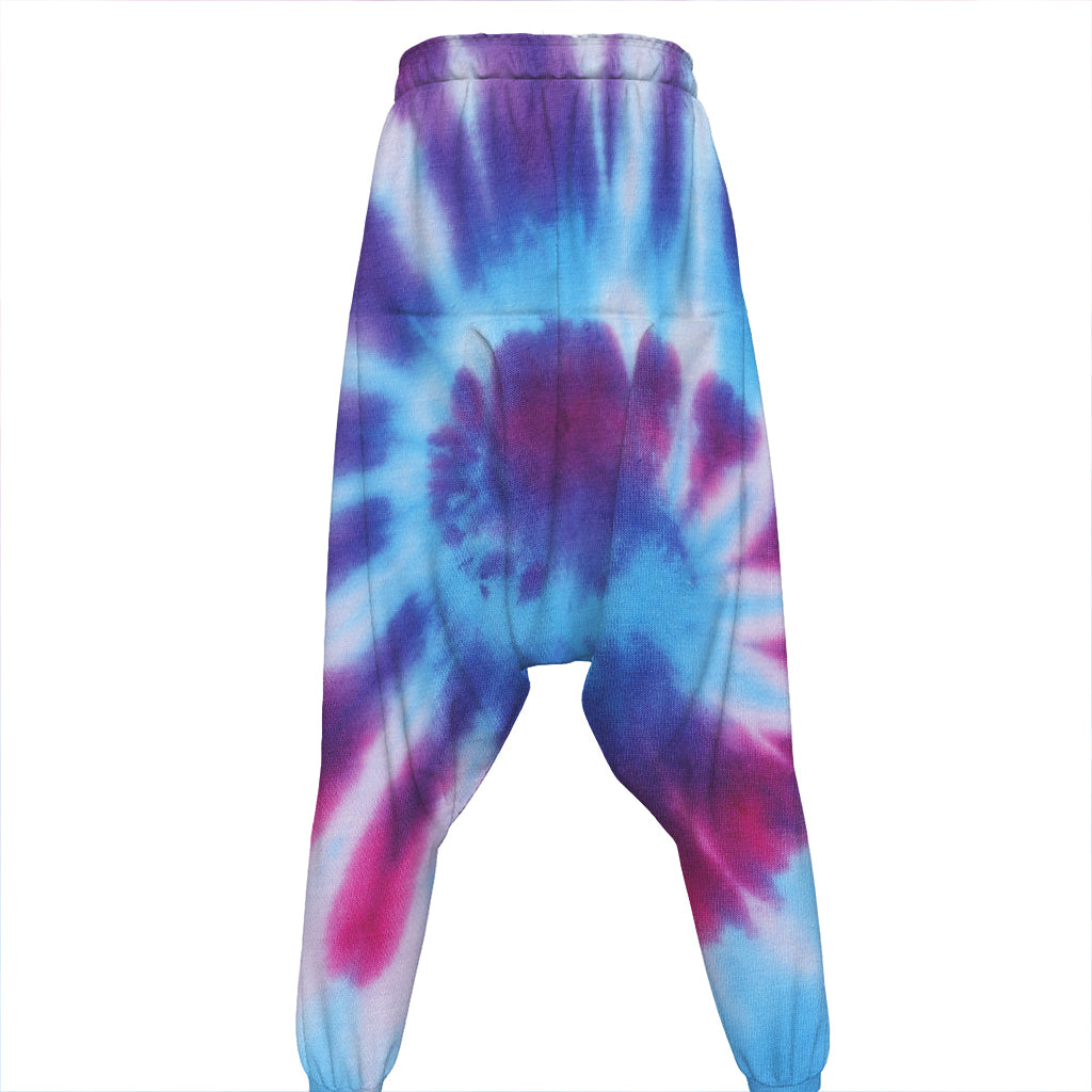 Blue And Purple Spiral Tie Dye Print Hammer Pants