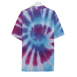 Blue And Purple Spiral Tie Dye Print Hawaiian Shirt