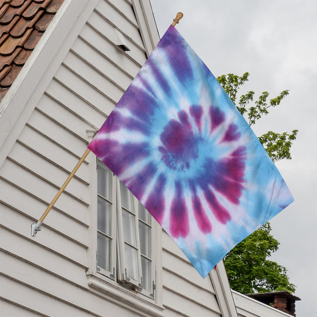 Blue And Purple Spiral Tie Dye Print House Flag