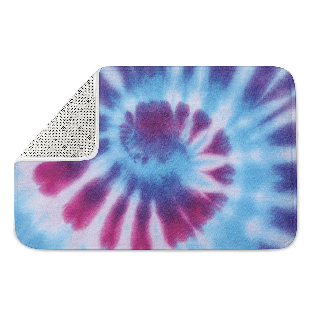Blue And Purple Spiral Tie Dye Print Indoor Door Mat