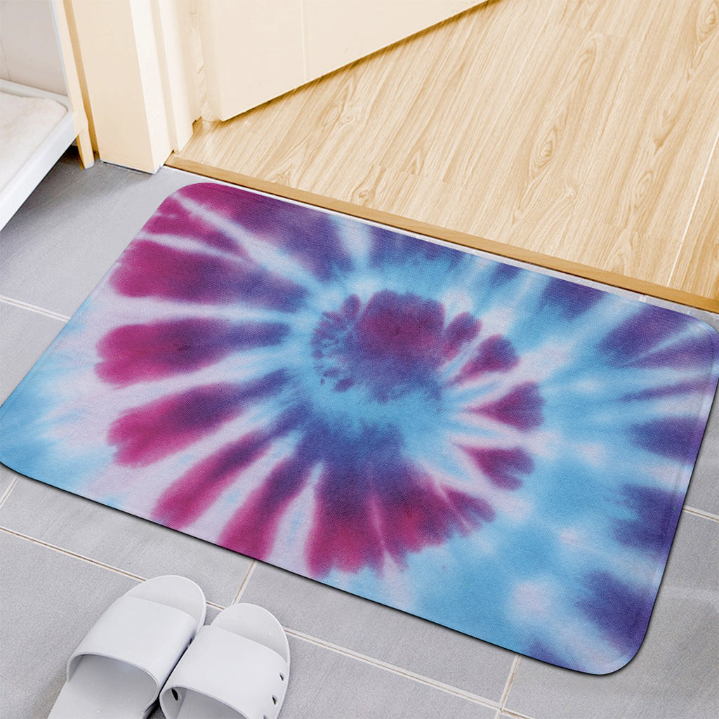 Blue And Purple Spiral Tie Dye Print Indoor Door Mat